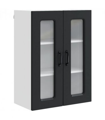 vidaXL Dishwasher Panel Kalmar Black 60 x 31 x 80 cm Engineered W — Model: 1x wall glass cabinet (2 doors) 60 cm wide 80 cm high