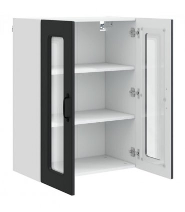 vidaXL Dishwasher Panel Kalmar Black 60 x 31 x 80 cm Engineered W — Model: 1x wall glass cabinet (2 doors) 60 cm wide 80 cm high