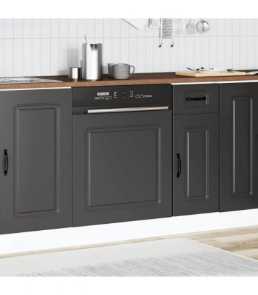 vidaXL Dishwasher Panel Kalmar Black 60x1.5x57 cm Engineered Wood — Model: 1x dishwasher panel 60 cm wide 57 cm high