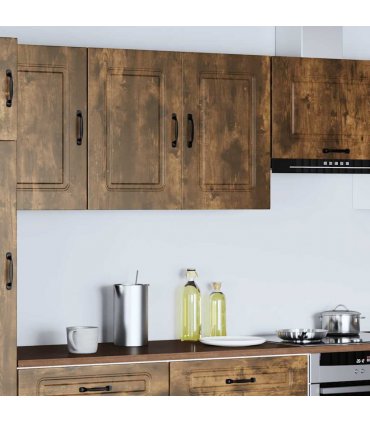 vidaXL Kitchen Wall Cabinet Kalmar Smoked Oak Engineered Wood — Model: 1x wall cabinet (2 doors) 80 cm wide 60 cm high