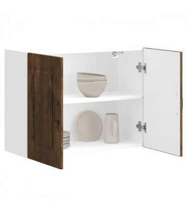 vidaXL Kitchen Wall Cabinet Kalmar Smoked Oak Engineered Wood — Model: 1x wall cabinet (2 doors) 80 cm wide 60 cm high
