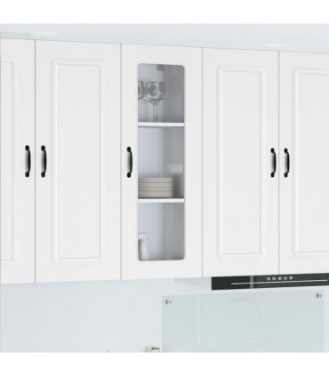 vidaXL Dishwasher Panel Kalmar White 40 x 31 x 100 cm Engineered — Model: 1x wall glass cabinet (1 door) 40 cm wide 100 cm high