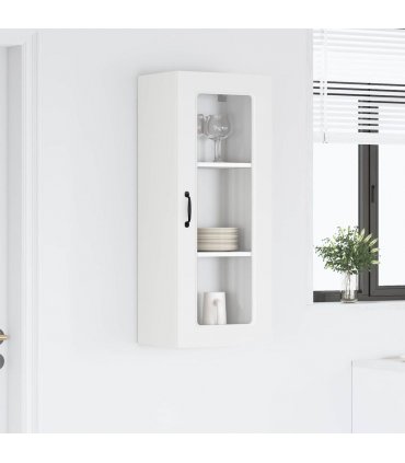 vidaXL Dishwasher Panel Kalmar White 40 x 31 x 100 cm Engineered — Model: 1x wall glass cabinet (1 door) 40 cm wide 100 cm high