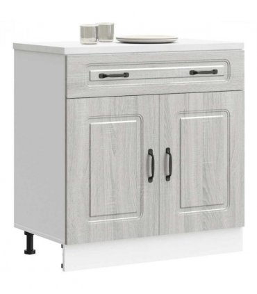 vidaXL Kitchen Base Cabinet Kalmar Grey Sonoma Engineered — Model: 1x bottom cabinet (2 doors 1 drawer) 80 cm wide 81.5 cm high