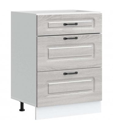 vidaXL Kitchen Base Cabinet Kalmar Grey Sonoma Engineered Wood — Model: 1x bottom cabinet (3 drawers) 60 cm wide 81.5 cm high