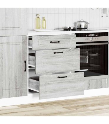 vidaXL Kitchen Base Cabinet Kalmar Grey Sonoma Engineered Wood — Model: 1x bottom cabinet (3 drawers) 60 cm wide 81.5 cm high