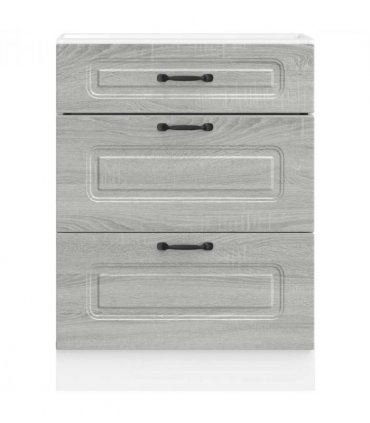 vidaXL Kitchen Base Cabinet Kalmar Grey Sonoma Engineered Wood — Model: 1x bottom cabinet (3 drawers) 60 cm wide 81.5 cm high