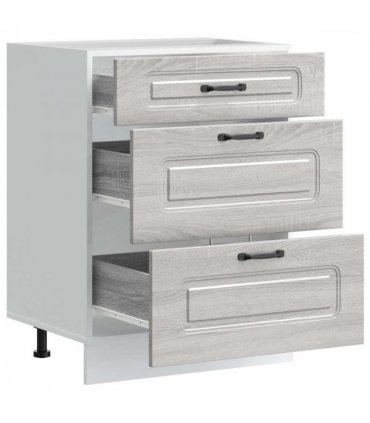 vidaXL Kitchen Base Cabinet Kalmar Grey Sonoma Engineered Wood — Model: 1x bottom cabinet (3 drawers) 60 cm wide 81.5 cm high