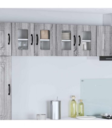 vidaXL Dishwasher Panel Kalmar 2 pcs Grey Sonoma 60 x 31 x 40 cm — Model: 2x wall glass cabinet (2 doors) 60 cm wide 40 cm high