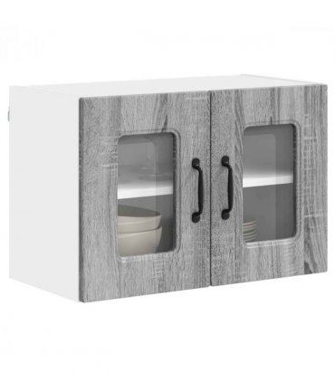 vidaXL Dishwasher Panel Kalmar 2 pcs Grey Sonoma 60 x 31 x 40 cm — Model: 2x wall glass cabinet (2 doors) 60 cm wide 40 cm high