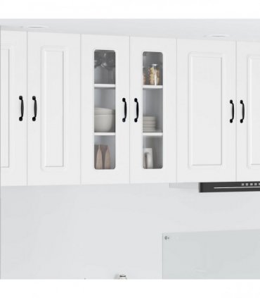 vidaXL Dishwasher Panel Kalmar White 60 x 31 x 80 cm Engineered W — Model: 1x wall glass cabinet (2 doors) 60 cm wide 80 cm high