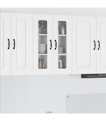 vidaXL Dishwasher Panel Kalmar White 60 x 31 x 80 cm Engineered W — Model: 1x wall glass cabinet (2 doors) 60 cm wide 80 cm high