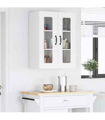 vidaXL Dishwasher Panel Kalmar White 60 x 31 x 80 cm Engineered W — Model: 1x wall glass cabinet (2 doors) 60 cm wide 80 cm high