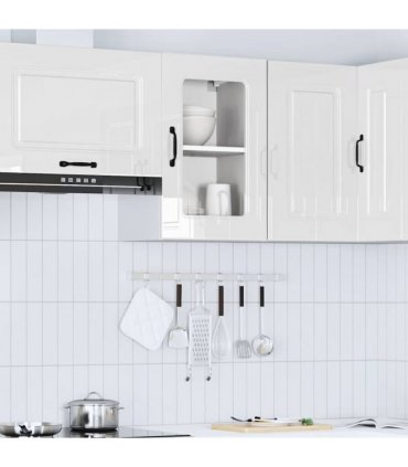 vidaXL Kitchen Wall Cabinet with Glass Door Kalmar High Gloss Whit — Model: 1x wall glass cabinet (1 door) 40 cm wide 60 cm high