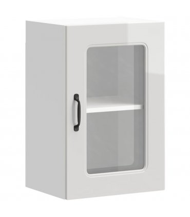 vidaXL Kitchen Wall Cabinet with Glass Door Kalmar High Gloss Whit — Model: 1x wall glass cabinet (1 door) 40 cm wide 60 cm high