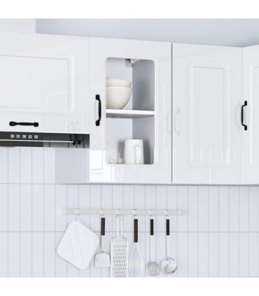 vidaXL Kitchen Wall Cabinet with Glass Door Kalmar High Gloss Whit — Model: 1x wall glass cabinet (1 door) 40 cm wide 60 cm high