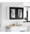 vidaXL Dishwasher Panel Kalmar Black Oak 80 x 31 x 60 cm — Model: 1x wall glass cabinet (2 doors) 80 cm wide 60 cm high