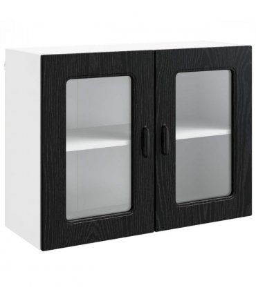 vidaXL Dishwasher Panel Kalmar Black Oak 80 x 31 x 60 cm — Model: 1x wall glass cabinet (2 doors) 80 cm wide 60 cm high