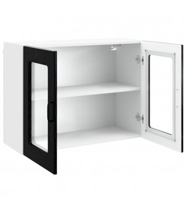 vidaXL Dishwasher Panel Kalmar Black Oak 80 x 31 x 60 cm — Model: 1x wall glass cabinet (2 doors) 80 cm wide 60 cm high