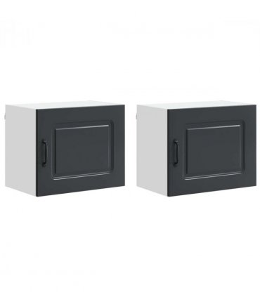 vidaXL Dishwasher Panel Kalmar 2 pcs Black 50 x 31 x 40 cm — Model: 2x wall cabinet (1 door) 50 cm wide 40 cm high