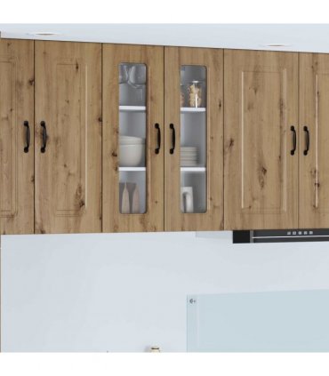 vidaXL Dishwasher Panel Kalmar Artisan Oak 60 x 31 x 80 cm — Model: 1x wall glass cabinet (2 doors) 60 cm wide 80 cm high