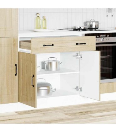 vidaXL Kitchen Base Cabinet Kalmar Sonoma Oak Engineered W — Model: 1x bottom cabinet (2 doors 1 drawer) 80 cm wide 81.5 cm high