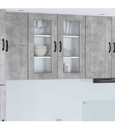 vidaXL Dishwasher Panel Kalmar 2 pcs Concrete Grey 40 x 31 x 80 cm — Model: 2x wall glass cabinet (1 door) 40 cm wide 80 cm high