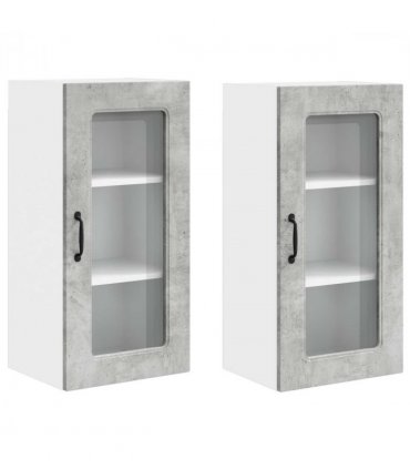 vidaXL Dishwasher Panel Kalmar 2 pcs Concrete Grey 40 x 31 x 80 cm — Model: 2x wall glass cabinet (1 door) 40 cm wide 80 cm high