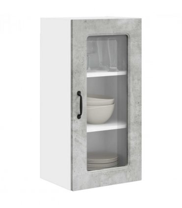 vidaXL Dishwasher Panel Kalmar 2 pcs Concrete Grey 40 x 31 x 80 cm — Model: 2x wall glass cabinet (1 door) 40 cm wide 80 cm high
