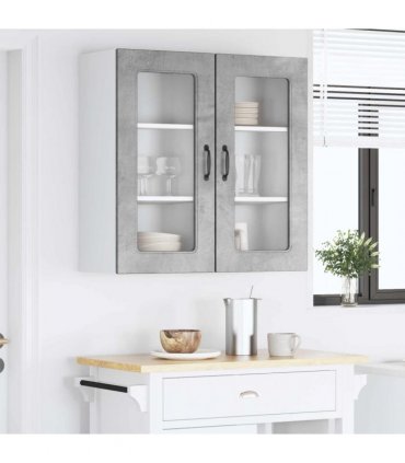vidaXL Dishwasher Panel Kalmar 2 pcs Concrete Grey 40 x 31 x 80 cm — Model: 2x wall glass cabinet (1 door) 40 cm wide 80 cm high