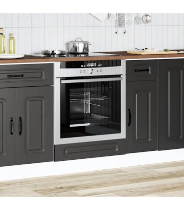 vidaXL Oven Cabinet Kalmar Black Engineered Wood — Model: 1x oven cabinet 60 cm wide 81.5 cm high