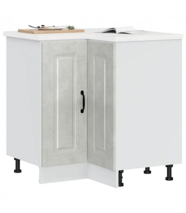 vidaXL Kitchen Corner Base Cabinet Kalmar Concrete Grey En — Model: 1x corner bottom cabinet (2 doors) 75.5 cm wide 81.5 cm high