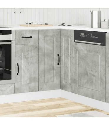 vidaXL Kitchen Corner Base Cabinet Kalmar Concrete Grey En — Model: 1x corner bottom cabinet (2 doors) 75.5 cm wide 81.5 cm high