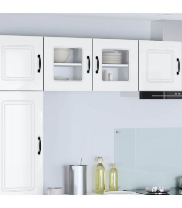 vidaXL Dishwasher Panel Kalmar 2 pcs High Gloss White 40 x 31 x 40 — Model: 2x wall glass cabinet (1 door) 40 cm wide 40 cm high