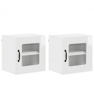 vidaXL Dishwasher Panel Kalmar 2 pcs High Gloss White 40 x 31 x 40 — Model: 2x wall glass cabinet (1 door) 40 cm wide 40 cm high