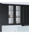 vidaXL Dishwasher Panel Kalmar Black 80 x 31 x 100 cm Engineered — Model: 1x wall glass cabinet (2 doors) 80 cm wide 100 cm high