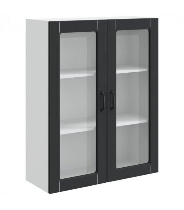 vidaXL Dishwasher Panel Kalmar Black 80 x 31 x 100 cm Engineered — Model: 1x wall glass cabinet (2 doors) 80 cm wide 100 cm high