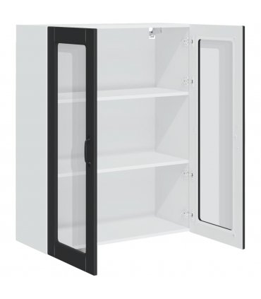 vidaXL Dishwasher Panel Kalmar Black 80 x 31 x 100 cm Engineered — Model: 1x wall glass cabinet (2 doors) 80 cm wide 100 cm high