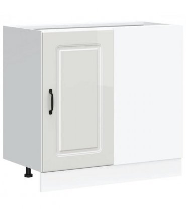 vidaXL Kitchen Base Cabinet "Kalmar" High Gloss White Enginee — Model: 1x corner bottom cabinet (1 door) 86 cm wide 81.5 cm high