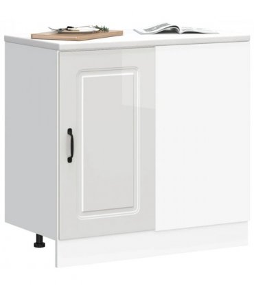 vidaXL Kitchen Base Cabinet "Kalmar" High Gloss White Enginee — Model: 1x corner bottom cabinet (1 door) 86 cm wide 81.5 cm high
