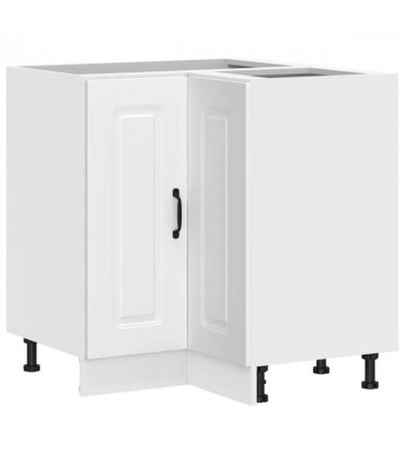 vidaXL Kitchen Corner Base Cabinet Kalmar White Engineered — Model: 1x corner bottom cabinet (2 doors) 75.5 cm wide 81.5 cm high