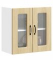vidaXL Kitchen Wall Cabinet with Glass Door Kalmar Sonoma Oak Eng — Model: 1x wall glass cabinet (2 doors) 60 cm wide 60 cm high