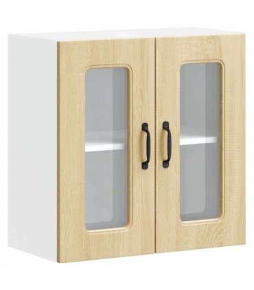 vidaXL Kitchen Wall Cabinet with Glass Door Kalmar Sonoma Oak Eng — Model: 1x wall glass cabinet (2 doors) 60 cm wide 60 cm high