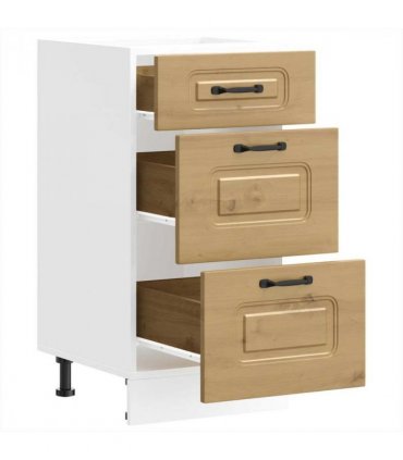 vidaXL Kitchen Base Cabinet Kalmar Artisan Oak Engineered Wood — Model: 1x bottom cabinet (3 drawers) 40 cm wide 81.5 cm high