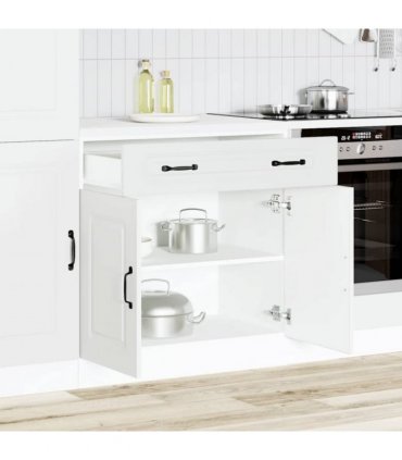 vidaXL Kitchen Base Cabinet Kalmar White Engineered Wood — Model: 1x bottom cabinet (2 doors 1 drawer) 80 cm wide 81.5 cm high