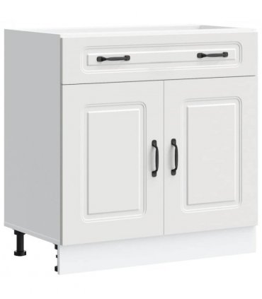 vidaXL Kitchen Base Cabinet Kalmar White Engineered Wood — Model: 1x bottom cabinet (2 doors 1 drawer) 80 cm wide 81.5 cm high