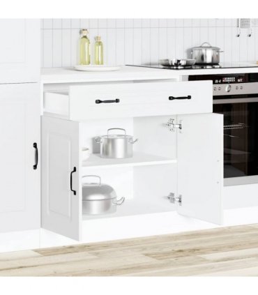 vidaXL Kitchen Base Cabinet Kalmar White Engineered Wood — Model: 1x bottom cabinet (2 doors 1 drawer) 80 cm wide 81.5 cm high