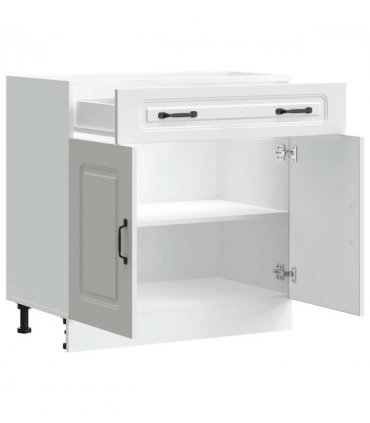 vidaXL Kitchen Base Cabinet Kalmar White Engineered Wood — Model: 1x bottom cabinet (2 doors 1 drawer) 80 cm wide 81.5 cm high