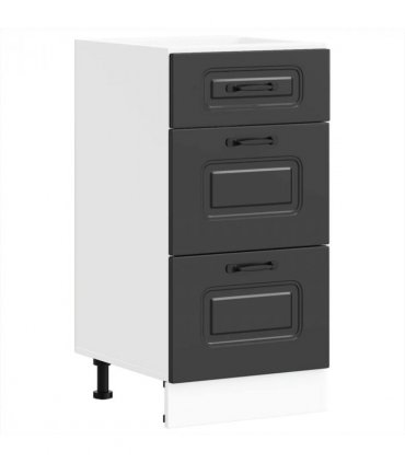 vidaXL Kitchen Base Cabinet "Kalmar" Black Engineered Wood — Model: 1x bottom cabinet (3 drawers) 40 cm wide 81.5 cm high