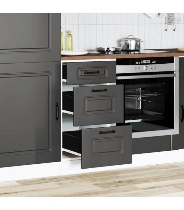 vidaXL Kitchen Base Cabinet "Kalmar" Black Engineered Wood — Model: 1x bottom cabinet (3 drawers) 40 cm wide 81.5 cm high